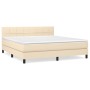 Cama box spring con colchón tela color crema 180x200 cm de , Camas y somieres - Ref: Foro24-3140078, Precio: 551,53 €, Descue...