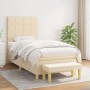 Cama box spring con colchón tela color crema 90x200 cm de , Camas y somieres - Ref: Foro24-3137130, Precio: 350,95 €, Descuen...