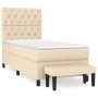 Cama box spring con colchón tela color crema 80x200 cm de , Camas y somieres - Ref: Foro24-3136794, Precio: 384,04 €, Descuen...