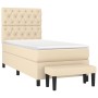 Cama box spring con colchón tela color crema 80x200 cm de , Camas y somieres - Ref: Foro24-3136794, Precio: 384,04 €, Descuen...