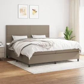 Box spring bed with gray taupe fabric mattress 200x200 cm by , Beds and slatted bases - Ref: Foro24-3141725, Price: 660,41 €,...