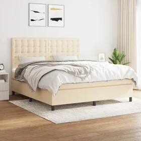 Box spring bed with cream-colored fabric mattress 160x200 cm by , Beds and slatted bases - Ref: Foro24-3142110, Price: 580,68...