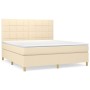 Cama box spring con colchón tela color crema 180x200 cm de , Camas y somieres - Ref: Foro24-3142358, Precio: 649,08 €, Descue...