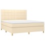 Cama box spring con colchón tela color crema 180x200 cm de , Camas y somieres - Ref: Foro24-3142358, Precio: 649,08 €, Descue...