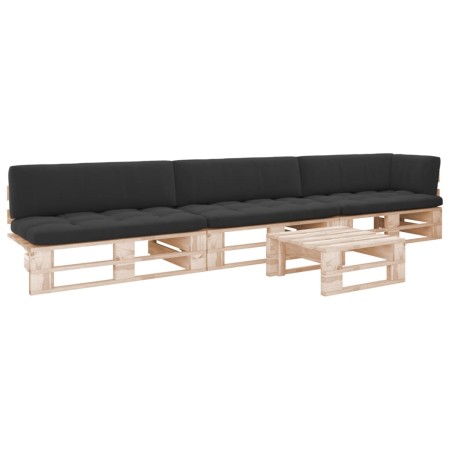 Muebles de palets 4 pzas y cojines madera pino impregnada de , Conjuntos de jardín - Ref: Foro24-3066752, Precio: 444,72 €, D...