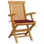 Sillas de jardín 8 uds madera teca con cojines rojo tinto de , Sillas de jardín - Ref: Foro24-3072898, Precio: 621,15 €, Desc...