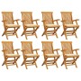 Sillas de jardín 8 uds madera teca con cojines color crema de , Sillas de jardín - Ref: Foro24-3072891, Precio: 644,02 €, Des...