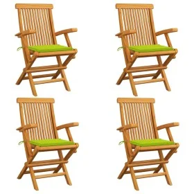 Gartenstühle 4 Stück Teakholz mit leuchtend grünen Kissen von , Gartenstühle - Ref: Foro24-3065628, Preis: 365,44 €, Rabatt: %