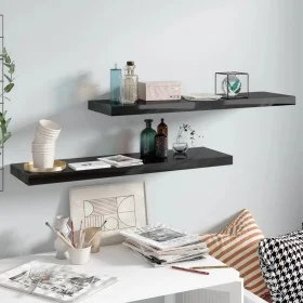 Estantes flotantes pared 2 uds MDF negro brillo 90x23,5x3,8 cm de vidaXL, Estantes y estanterías - Ref: Foro24-323776, Precio...