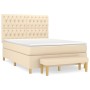 Cama box spring con colchón tela color crema 140x200 cm de , Camas y somieres - Ref: Foro24-3137402, Precio: 604,59 €, Descue...