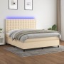 Cama box spring colchón y luces LED tela crema 160x200 cm de , Camas y somieres - Ref: Foro24-3135210, Precio: 602,12 €, Desc...