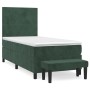 Cama box spring con colchón terciopelo verde oscuro 90x200 cm de , Camas y somieres - Ref: Foro24-3137704, Precio: 409,74 €, ...