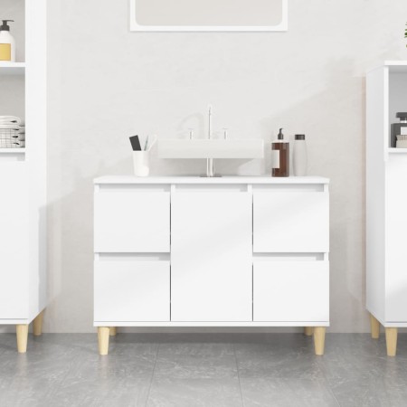 Armario para lavabo madera contrachapada blanco 80x33x60 cm de , Tocadores de baño - Ref: Foro24-821268, Precio: 85,99 €, Des...