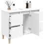 Armario para lavabo madera contrachapada blanco 80x33x60 cm de , Tocadores de baño - Ref: Foro24-821268, Precio: 85,99 €, Des...