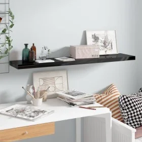 Glossy black MDF floating wall shelf 120x23.5x3.8 cm by vidaXL, Shelves and shelves - Ref: Foro24-323778, Price: 36,06 €, Dis...