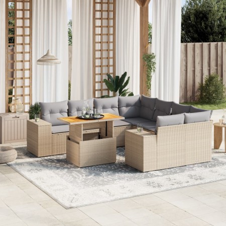 Set de sofás de jardín 9 pzas con cojines ratán sintético beige de , Conjuntos de jardín - Ref: Foro24-3272564, Precio: 584,1...