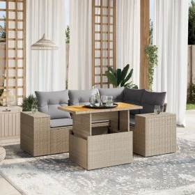 Juego de sofás jardín con cojines 5 pzas ratán sintético beige de , Conjuntos de jardín - Ref: Foro24-3272620, Precio: 396,66...