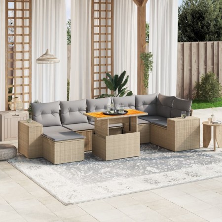 Juego de sofás de jardín con cojines beige 8 pzas ratán PE de , Conjuntos de jardín - Ref: Foro24-3272746, Precio: 534,44 €, ...
