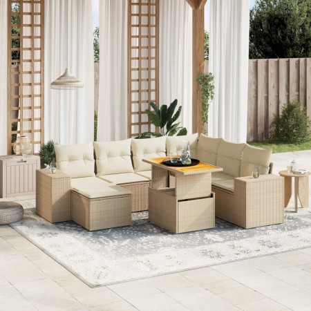 Juego de sofás de jardín con cojines beige 8 pzas ratán PE de , Conjuntos de jardín - Ref: Foro24-3272752, Precio: 555,26 €, ...