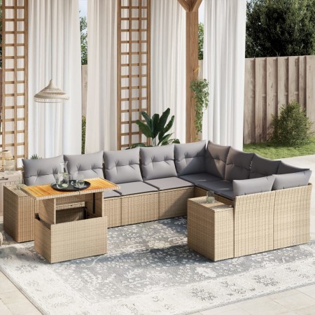 Juego de sofás jardín con cojines beige 10 pzas ratán sintético de , Conjuntos de jardín - Ref: Foro24-3272802, Precio: 639,4...