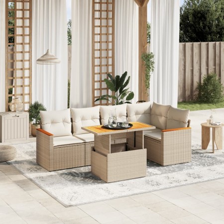 Juego de sofás jardín con cojines 6 pzas ratán sintético beige de , Conjuntos de jardín - Ref: Foro24-3273067, Precio: 420,75...