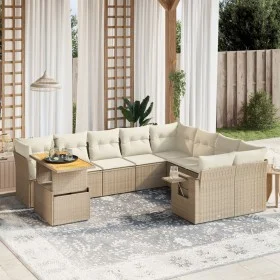 Juego de sofás jardín con cojines beige 10 pzas ratán sintético de , Conjuntos de jardín - Ref: Foro24-3271919, Precio: 711,4...