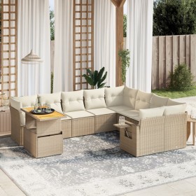 Juego de sofás jardín con cojines beige 10 pzas ratán sintético de , Conjuntos de jardín - Ref: Foro24-3271919, Precio: 684,7...