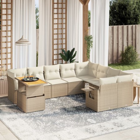 Juego de sofás jardín con cojines beige 10 pzas ratán sintético de , Conjuntos de jardín - Ref: Foro24-3271919, Precio: 684,7...