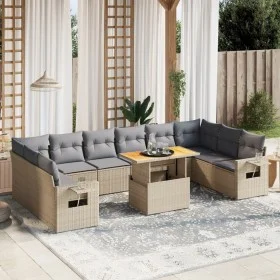 Set de sofás de jardín 11pzas con cojines ratán sintético beige de , Conjuntos de jardín - Ref: Foro24-3271927, Precio: 726,9...