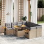 Set de sofás de jardín 9 pzas con cojines ratán sintético beige de , Conjuntos de jardín - Ref: Foro24-3273446, Precio: 585,9...