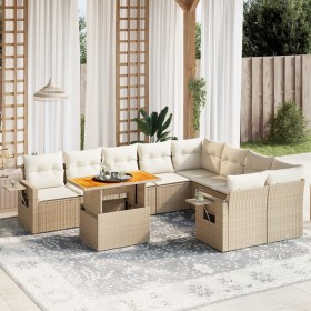 Juego de sofás jardín con cojines beige 10 pzas ratán sintético de , Conjuntos de jardín - Ref: Foro24-3271912, Precio: 684,7...