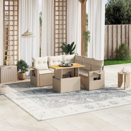 Juego de sofás jardín con cojines 6 pzas ratán sintético beige de , Conjuntos de jardín - Ref: Foro24-3271751, Precio: 444,43...