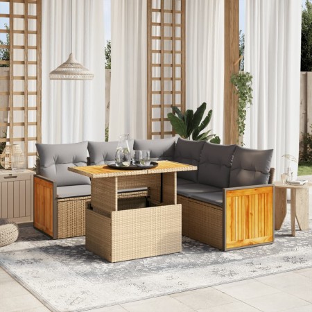 Juego de sofás jardín con cojines 6 pzas ratán sintético beige de , Conjuntos de jardín - Ref: Foro24-3273957, Precio: 415,27...