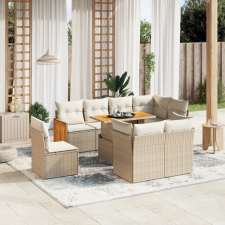 Set de sofás de jardín 9 pzas con cojines ratán sintético beige de , Conjuntos de jardín - Ref: Foro24-3274054, Precio: 603,4...