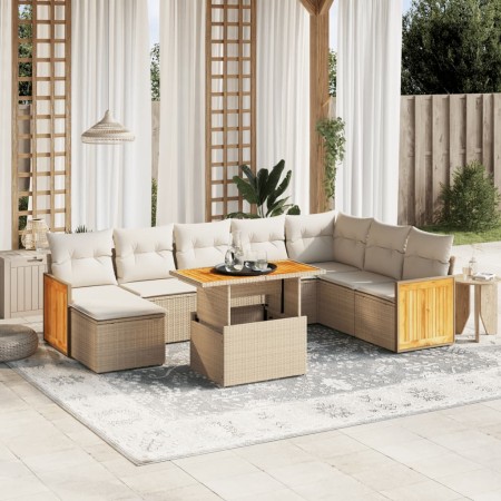Set de sofás de jardín 9 pzas con cojines ratán sintético beige de , Conjuntos de jardín - Ref: Foro24-3274096, Precio: 582,8...