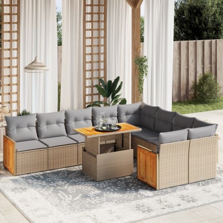 Juego de sofás jardín con cojines beige 10 pzas ratán sintético de , Conjuntos de jardín - Ref: Foro24-3274118, Precio: 623,2...