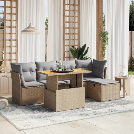 Juego de sofás jardín con cojines 6 pzas ratán sintético beige de , Conjuntos de jardín - Ref: Foro24-3275467, Precio: 384,42...