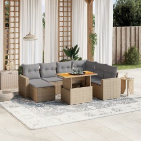 Juego de sofás de jardín con cojines beige 8 pzas ratán PE de , Conjuntos de jardín - Ref: Foro24-3275607, Precio: 530,13 €, ...