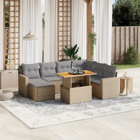 Juego de sofás de jardín con cojines beige 8 pzas ratán PE de , Conjuntos de jardín - Ref: Foro24-3275607, Precio: 530,13 €, ...