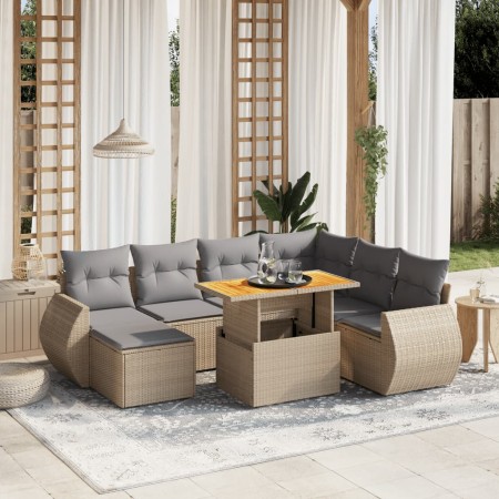 Juego de sofás de jardín con cojines beige 8 pzas ratán PE de , Conjuntos de jardín - Ref: Foro24-3275831, Precio: 541,74 €, ...