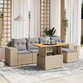 Gartensofa-Set mit 6-teiligen Kissen aus synthetischem Rattan in Beige. von , Gartensets - Ref: Foro24-3275922, Preis: 420,90...