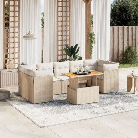 Juego de sofás de jardín con cojines beige 8 pzas ratán PE de , Conjuntos de jardín - Ref: Foro24-3270701, Precio: 572,62 €, ...