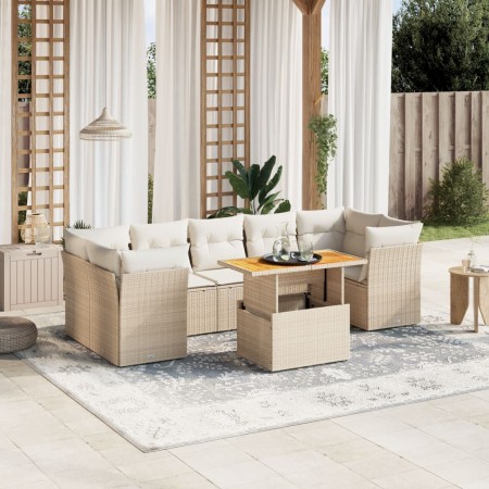 Juego de sofás de jardín con cojines beige 8 pzas ratán PE de , Conjuntos de jardín - Ref: Foro24-3270701, Precio: 572,62 €, ...