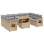 Set de sofás de jardín 11pzas con cojines ratán sintético beige de , Conjuntos de jardín - Ref: Foro24-3273691, Precio: 732,0...