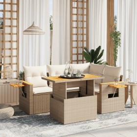 Juego de sofás jardín con cojines 5 pzas ratán sintético beige de , Conjuntos de jardín - Ref: Foro24-3273501, Precio: 429,61...
