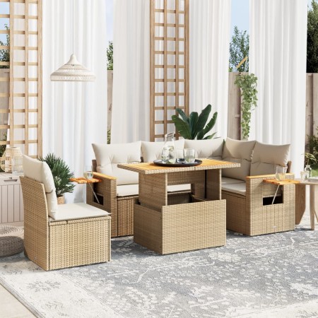 Juego de sofás jardín con cojines 6 pzas ratán sintético beige de , Conjuntos de jardín - Ref: Foro24-3273522, Precio: 484,04...