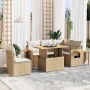 Juego de sofás jardín con cojines 6 pzas ratán sintético beige de , Conjuntos de jardín - Ref: Foro24-3273522, Precio: 484,04...