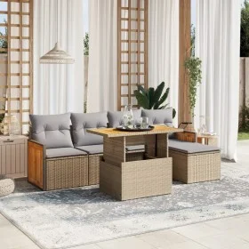 Juego de sofás jardín con cojines 6 pzas ratán sintético beige de , Conjuntos de jardín - Ref: Foro24-3273936, Precio: 401,91...