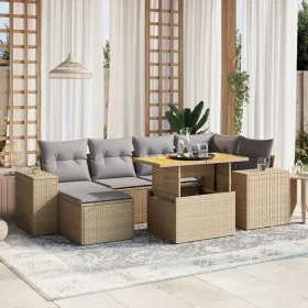 Set sofás de jardín 7 piezas y cojines ratán sintético beige de , Conjuntos de jardín - Ref: Foro24-3275929, Precio: 496,11 €...