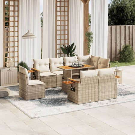 Set de sofás de jardín 9 pzas con cojines ratán sintético beige de , Conjuntos de jardín - Ref: Foro24-3273613, Precio: 746,0...